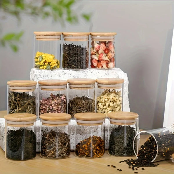 Bamboo Glass Storage Jars